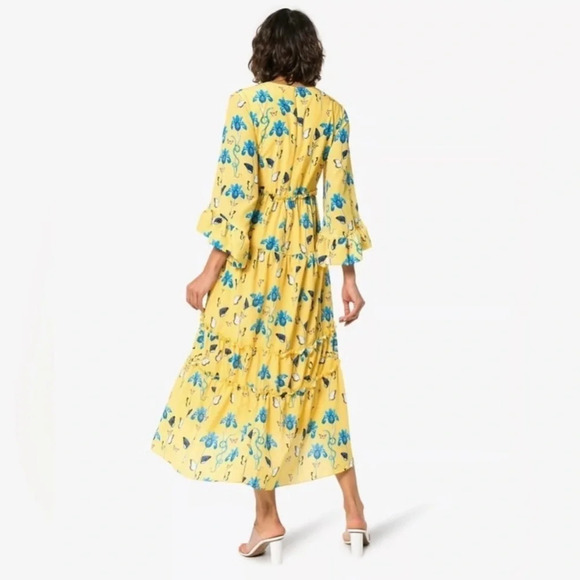Borgo De Nor Iris Yellow Floral Print High Low Dress Butterfly Size UK 6 US 2 - Picture 5 of 16